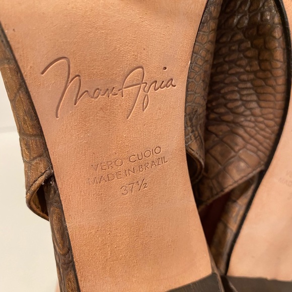 Maxazria Croc print slingback sandals mules leather heels brown 37.5 - Picture 8 of 9